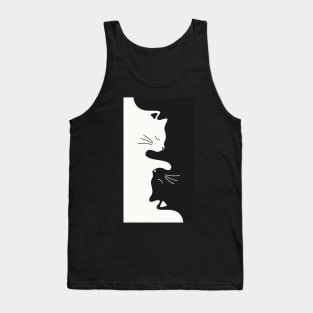 Half White Half Black Cat Tank Top